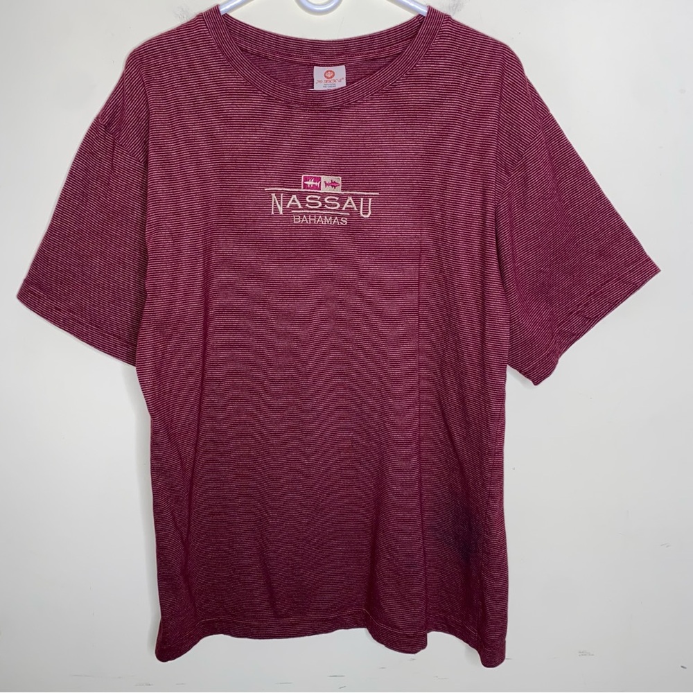 Vintage Nassau Bahamas XL 100% Cotton Maroon Men's Shirt on Jo Ann's Shirt